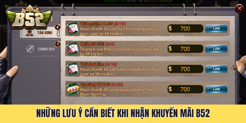 Những lưu ý cần biết khi nhận khuyến mãi B52